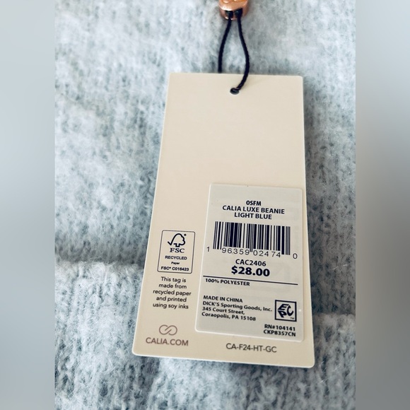 Calia Light Blue Luxe Beanie One Size NEW - Picture 2 of 3